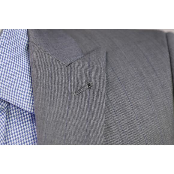 Indochino Custom Gray Pinstripe Peak Lapel Slim Fit 2-Btn Blazer Jacket 36S - Picture 5 of 8